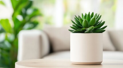 A vibrant succulent plant sits in a chic, modern pot, highlighting a fresh and minimalist design that seamlessly integrates nature into contemporary home decor.