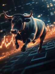 Bull On Stock Market Chart