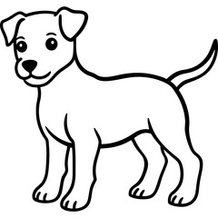 Baby dog black line art vector, Simple bold outline Design vector icon with white background. Pet animal vector 