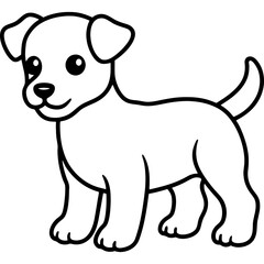 Baby dog black line art vector, Simple bold outline Design vector icon with white background. Pet animal vector 