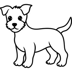 Baby dog black line art vector, Simple bold outline Design vector icon with white background. Pet animal vector 