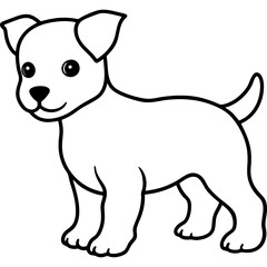 Baby dog black line art vector, Simple bold outline Design vector icon with white background. Pet animal vector 