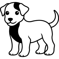 Baby dog black line art vector, Simple bold outline Design vector icon with white background. Pet animal vector 