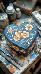  painted heart box