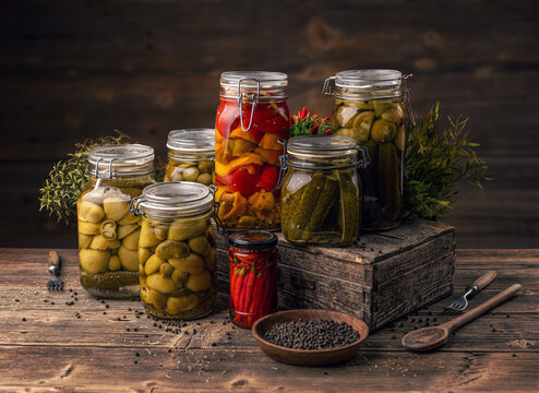 Preserved food displaying homemade pickles