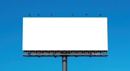 Obraz premium Blank Billboard Against a Vibrant Blue Sky: A Perfect Canvas for Advertising