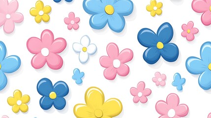 Colorful flower pattern featuring different sizes and various color shades