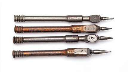 Fototapeta premium A set of aged screwdrivers, isolated against a white background
