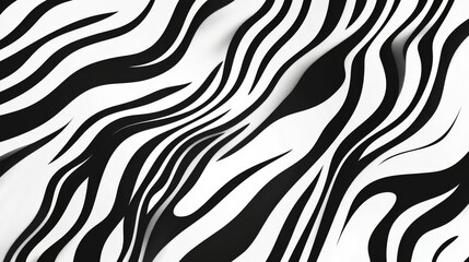 Abstract black and white zebra print pattern with curved stripes