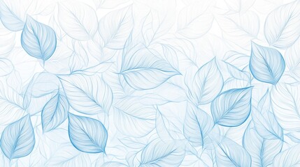Fototapeta premium Elegant blue leaf pattern on white background featuring intricate vein details
