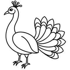 One-Line Peacock Sleek Vector Illustration