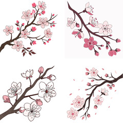 A cherry blossom branch icon with small flowers blooming