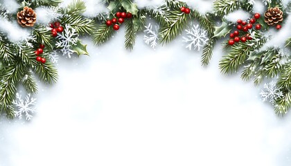 Festive Holiday Arrangement Featuring Pine Branches Berries and Snowflakes