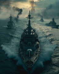 The cruiser accompanied by submarines and an escor_010