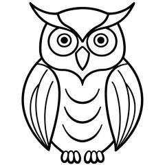 Simple Owl Line Art Vector Illustration