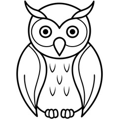 Simple Owl Line Art Vector Illustration