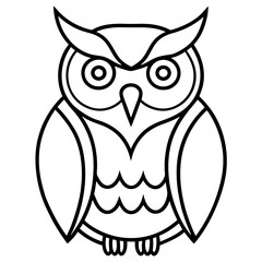 Simple Owl Line Art Vector Illustration