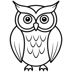 Simple Owl Line Art Vector Illustration