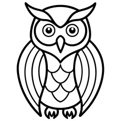 Simple Owl Line Art Vector Illustration