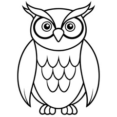 Simple Owl Line Art Vector Illustration