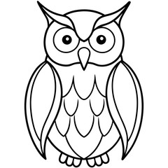 Simple Owl Line Art Vector Illustration