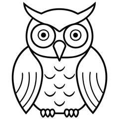 Simple Owl Line Art Vector Illustration