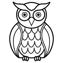 Simple Owl Line Art Vector Illustration