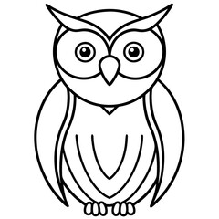 Simple Owl Line Art Vector Illustration