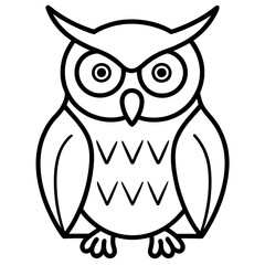 Simple Owl Line Art Vector Illustration