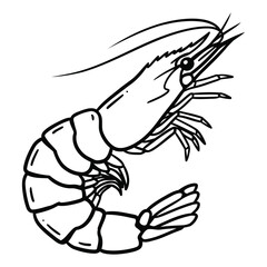 Obraz premium Line art Shrimp silhouette vector.