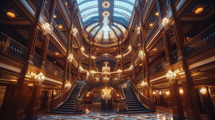 Obraz premium The interior of a luxury cruise ship a huge atrium_001