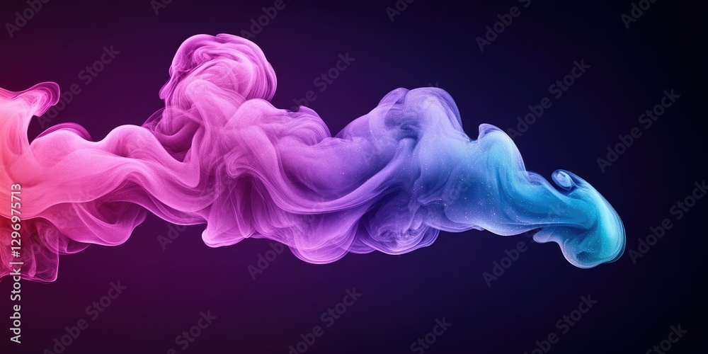 Aufkleber swirling smoke cloud with colorful gradient and particles on a dark background