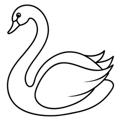 Simple Swan One-Line Vector Drawing
