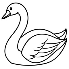 Simple Swan One-Line Vector Drawing