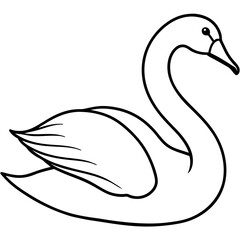 Simple Swan One-Line Vector Drawing