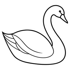 Simple Swan One-Line Vector Drawing