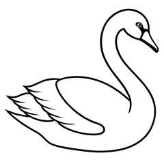 Simple Swan One-Line Vector Drawing