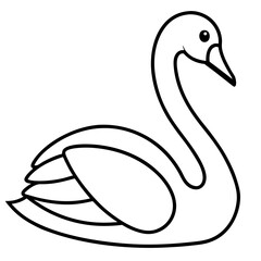 Simple Swan One-Line Vector Drawing