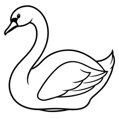 Simple Swan One-Line Vector Drawing