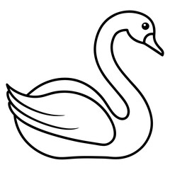 Simple Swan One-Line Vector Drawing