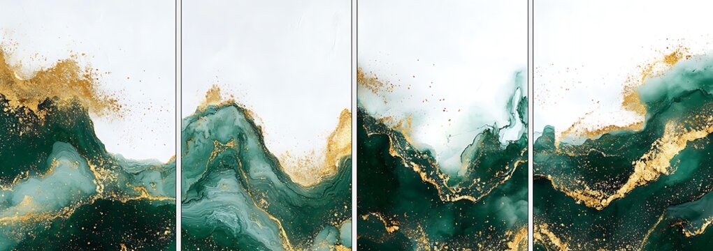 Marble Ink, watercolor paint pastel with gold foil abstract art