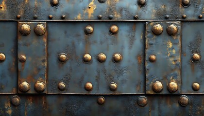 Fototapeta premium Rusty Metal Panels, Ornate Design, Background Texture