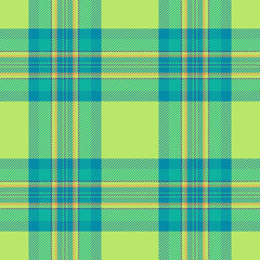 Inspiration fabric background seamless, fashioned texture plaid textile. Customized tartan check pattern vector in green and cyan colors.
