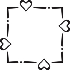 Square border made with some hearts. Vector illustration made with black heart silhouettes on a white background creating a square border.