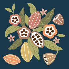 Cocoa bean illustration. Vintage style design template. chocolate cocoa beans. Vector illustration
