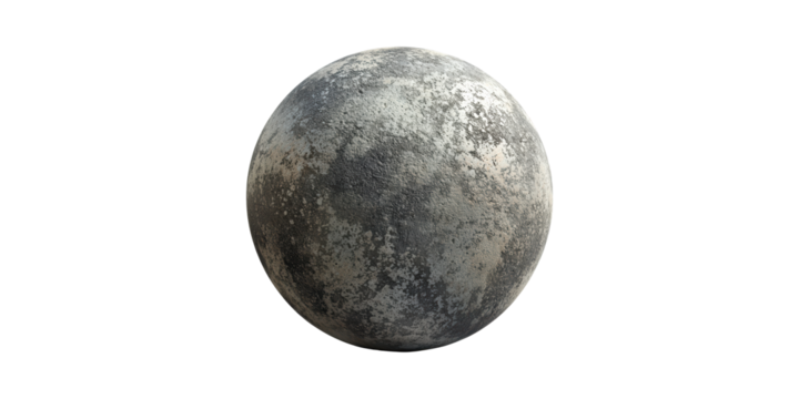 Weathered stone sphere with textured surface isolated on transparent background - Powered by Adobe