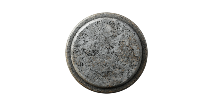 Rustic stone coaster with circular design isolated on transparent background