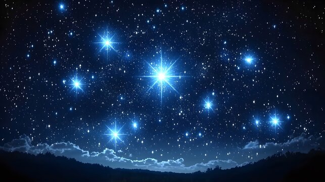 Brilliant star chart in a cloudless night sky