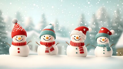 Snow village residents build snowmen in front of their homes after the snow