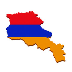 Obraz premium Armenia 3D Map in Red, Blue, and Orange with Clean Edges and Minimalist Cartography On Transparent Background 